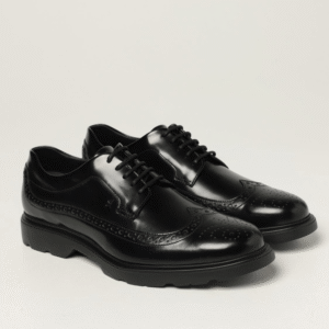 Hogan Tods Men’s Black Leather Derby Brogue Shoes