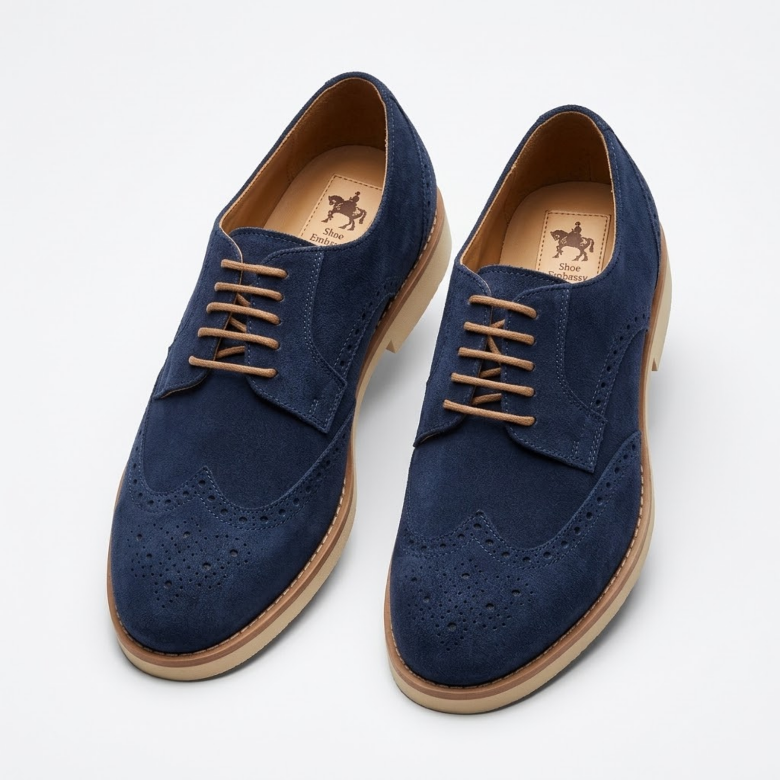 Shoe Embassy London Men’s Navy Blue Suede Brogue Shoes